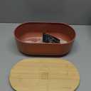 LARS NYSM Bread Box I Metal Box for long lasting freshness I Bread Bin with bamboo lid usable as cutting board I 13.8x7.7x5.3 In (Brick Red)