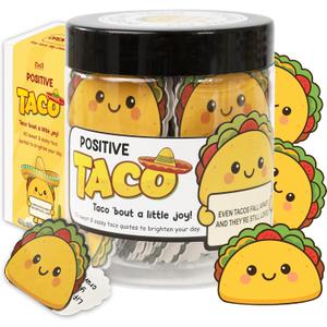 Positive Taco Jar - 60 Affirmation Cards Funny Birthday Gifts for Women Men Easter Basket Stuffers Teens Son Mom Dad Daughter Sister Friend Coworkers Teachers Employee Appreciation Gifts Self Care White Elephant Gift