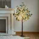 LITBLOOM Lighted Eucalyptus Tree 4FT 160 Fairy Lights, Artificial Plant Tree with Lights for Indoor Outdoor Home Wedding Room Decoration