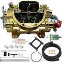 1407 4 Barrel Carburetor Replacement for 750 CFM Manual Choke Square Bore Air Valve Secondary (Golden)