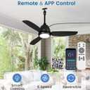 VOLISUN Outdoor Ceiling Fans with Light for Patios, 42in Weatherproof Plug in Ceiling Fan, 3CCT Dimmable Gazebo Ceiling Fan Remote&APP Control, Black Caged Ceiling Fan for Porch, Pergola,Canopy