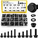 288PCS Metric Flange Head Bolts Assortment Kit,M6-1.0,M8-1.25,M10-1.5 Flanged Hex Bolt and Serrated Flange Nuts Washers Assorted,10.9 Black Zinc Galvanized (Length 12/16/20/25/30 mm)