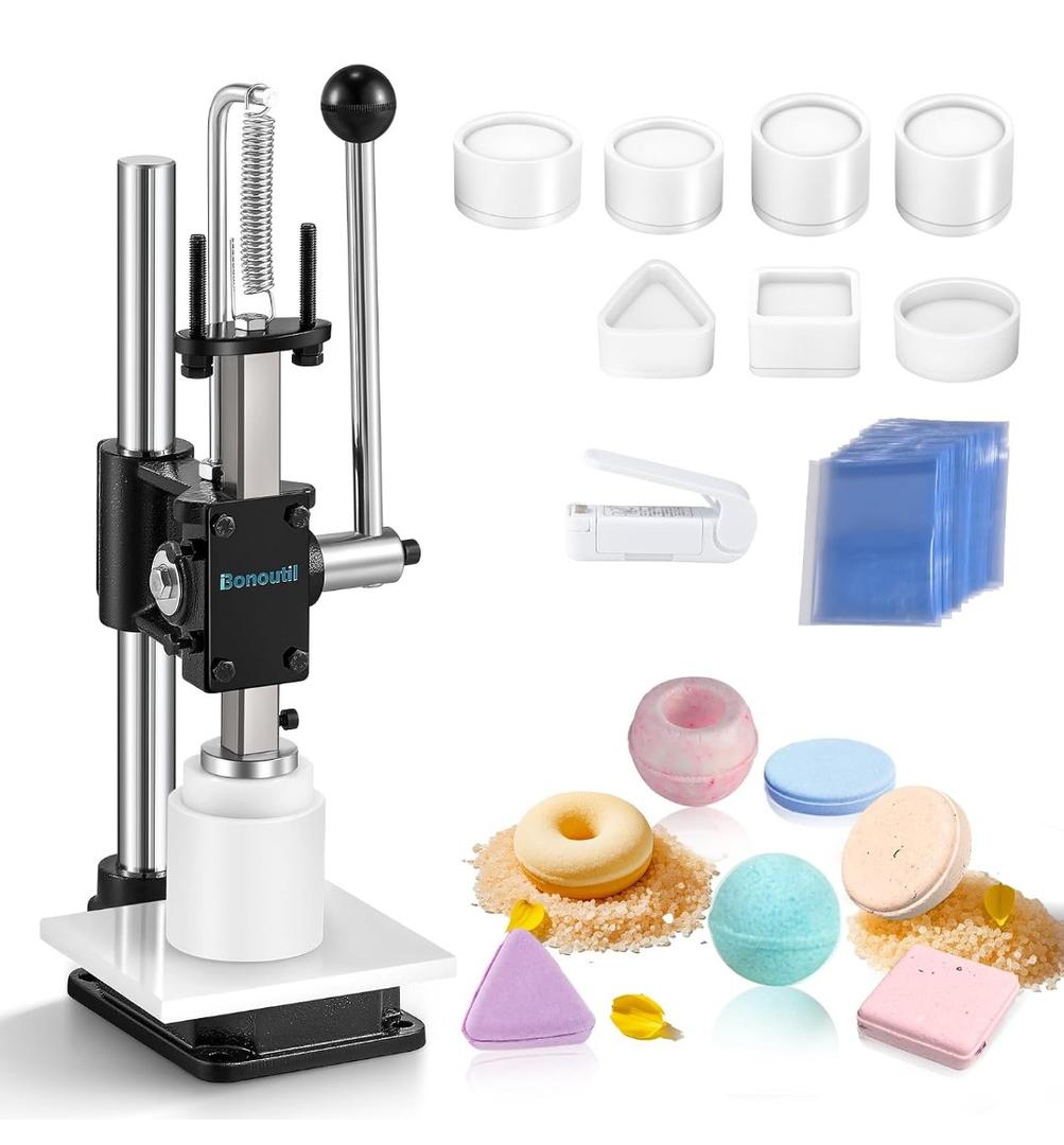 Bath Bomb Press Machine with 7 Molds for DIY Soap Making Kit