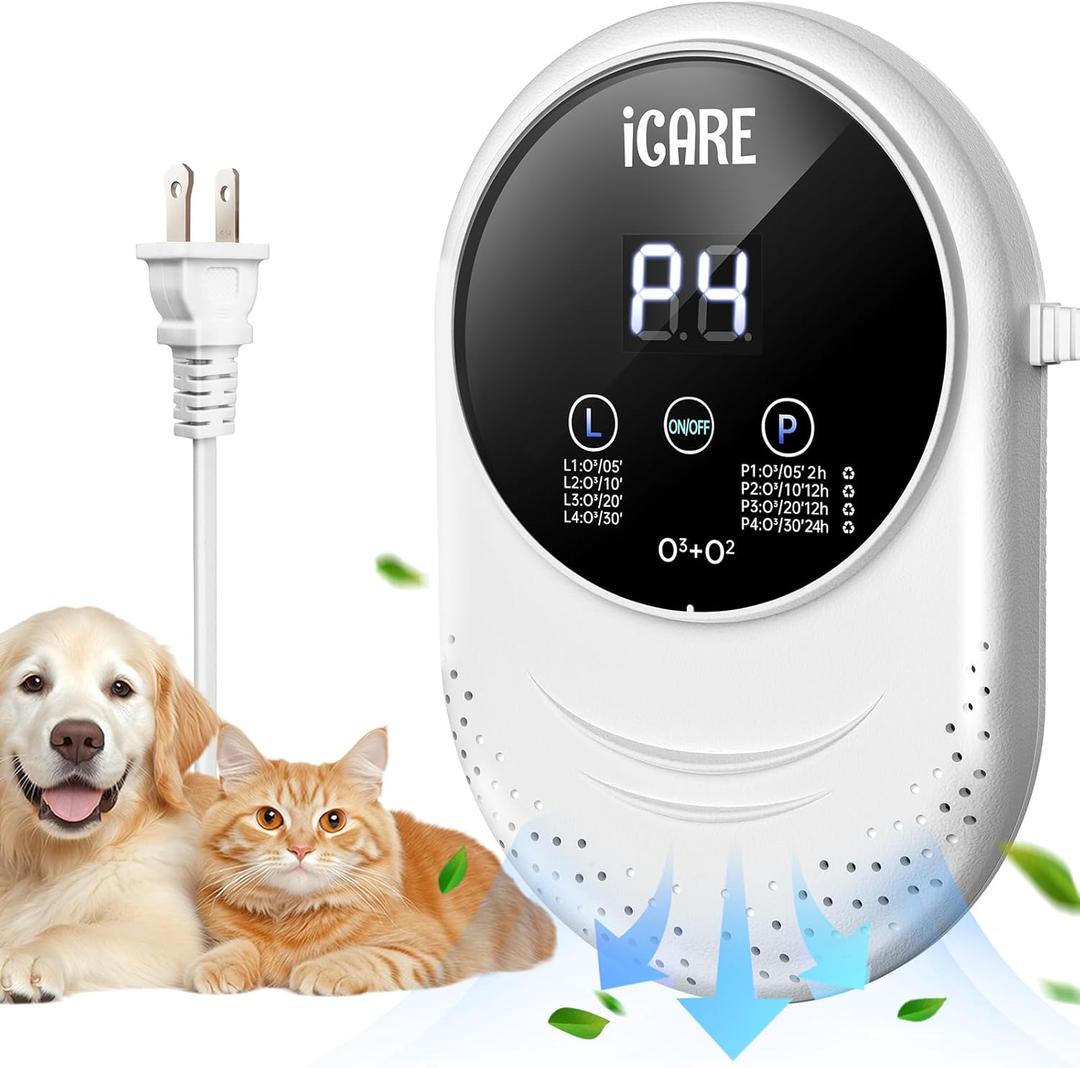 Ozone Odor Eliminator for Strong Odor 99% Cat Litter Deodorizer Pets Poof Odor Removal Air Ionizers Home Plug-in Air Purifier for Bedroom, Toilet, Kitchen, Shoe, Smoke, Formaldehyde Air Freshener (8 Modes)