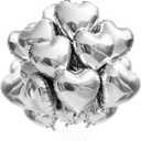 TONIFUL 30Pcs 18 Inch Silver Heart Balloons Silver Heart Shape Foil Mylar Balloons Decoration for Birthday Valentine's Day Wedding Bridal Shower Anniversary Engagement Party Supplies