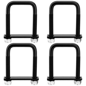 4 Pack Square U Bolt for 3 Inch Wide Leaf Spring, Black Steel U Bolt Brackets with Plates, 5" Long x 3-1/8" Wide x 5/8" Diameter, Fit for Truck, Trailer and Boat