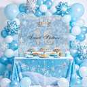 7x5ft Happy 16th Birthday Backdrop Sweet 16 Girl Blue Bokeh Winter Snowflake Silver Crown with Gem Diamonds Background Party Decorations Cake Table Banner Photo Booth Props