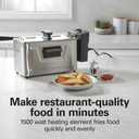 Hamilton Beach Family Style Electric Deep Fryer, Includes Frying Basket with Hooks, 1500 Watts, Easy Detach Magnetic Cord, 3 Liter / 12 Cup Oil Capacity, Stainless Steel (35220G)