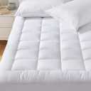 CozyLux Queen Size Mattress Pad Pillow Top Cotton Cooling Mattress Topper 8-21" Deep Pocket Mattress Cover Quilted Fitted Cooling 450GSM Mattress Protector (60x80 inch,White)