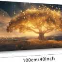 Palderwallart Beautiful Fantasy Tree of Life Landscape Wall Art for Living Room Office Nature Scenery Gold Painting Prints Sunrise Scenic Canvas Artwork Over the Couch Dining (20x40 Inches)