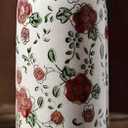 Small Vintage Rustic Flower Vase,Farmhouse Flower Vase for Home Decor,Chinoiserie Ceramic Vases for Table,Bookshelf,Living Room Centerpieces,Boho vases 7.8 Inch (White + Rose Red)