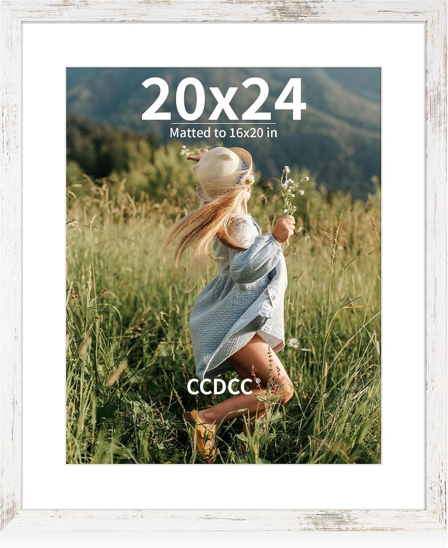20x24 Picture Frame, Wooden Photo Frames with Tempered Glass, 1 Pack, 20x24 in