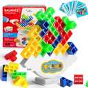 64Pcs Tetra Tower Game, Stack Board Game for Kids and Adults, Fun Uzzle Family Games Team Toys Building Block