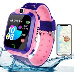 DDD Kids Waterproof Smart Watch,SIM Card for Make and Receive Calls,SOS Emergency,Kids Waterproof Watch,Kids Smart Watch Birthday Gift for 3-12 Year Old (Pink)