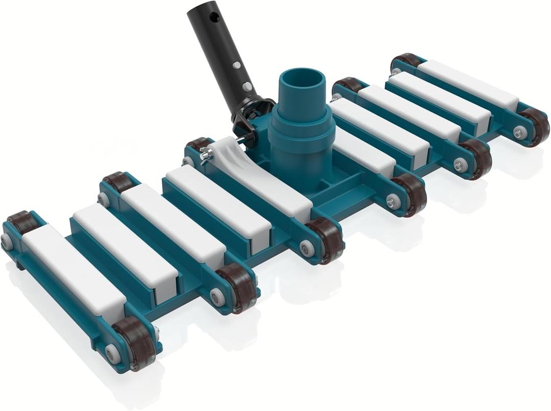 POOLWHALE 19" Professional Weighted Pool Vacuum Head with Wheels, Extra-Wide, Swivel Hose 1-1/2 or 2, Flexible Swivel Direction-Control Handle for Swimming Pools - Deep Cleaning on All Surfaces