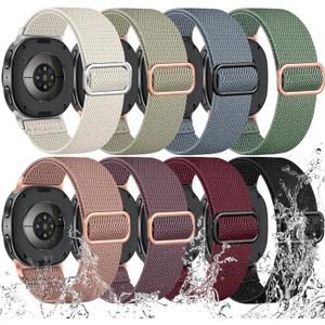 8 Pack Stretchy Band Compatible with Samsung Galaxy Watch 8 Band 40mm 44mm, Samsung Galaxy Watch 8 Classic 46mm, Soft Nylon Fabric Water-Resistant Elastic Solo Loop Sport Replacement Straps for Women Men (8P-Color 1)