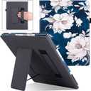 BOZHUORUI Stand Case for 10.3" Remarkable 2 ePaper Tablet (2020 Release) - Premium PU Leather Sleeve Cover with Pen Holder and Hand Strap, Blue Peony