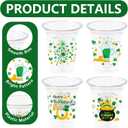WorldBazaar St. Patrick's Day Disposable Cups 100 pcs Green Shamrock Plastic Drink Cups for Beverages Lucky Irish St. Paddy's Day Party Supplies 12 oz