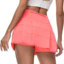 Women's Tennis Skirts High Waisted Athletic Golf Skorts with Pockets Skirts for Women Casual Workout Built-in Shorts (Pink, L)