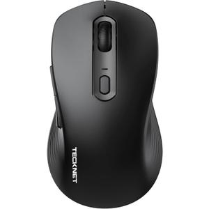 TECKNET Bluetooth Mouse, [ USB + BT1 + BT2 ] Wireless Mouse for Laptop, Silent Click, Ergonomic Design, 4800 DPI Computer Mice Wireless, Dual Mode for Laptop, Computer, iPad, MacBook (Black)