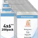 Vertical ID Badge Holders with Soft Edge (Sealable Fits 4x6 Inch Insert) (200 Pack), Waterproof Passport ID Card Holder, Name Tag Holder, Name Badge Holders, Zipper Plastic Badge Holder