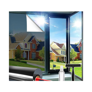 Window Privacy Film See Out Not in, One Way Privacy Window Film, Removable Window Tint for Home, Reflective Static Cling Window Film Heat Blocking, Black Silver, 23.6 X 78.7 inch