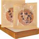 SUREHOME Cookie Bags Small Brown Paper Bags with Window 100 Pcs Thank You Stickers 5.7 x 6.5 Inch Individual Heat Sealable Kraft Bakery Bags for Gift Giving, Treats, Snacks, Baked Goods Packaging