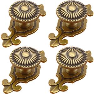 Brass Cabinet Knobs, Vintage Retro Mushroom Drawer Knobs with Backplate, Dresser Pull Handles for Kitchen/Cupboard/Wardrobe/Cabinet (Gold, 4 Pieces)