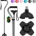 BeneCane Walking Cane Adjustable Cane with Offset Soft Cushioned Handle for Men & Women Lightweight Comfortable Extra Stability Base Mobility Aid for Men Women and Seniors (Gray)