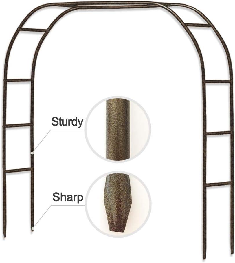 Metal Garden Arch,7.8 Feet High x 5.5 Feet Wide Sturdy Metal Arbor with Sharp Ends for Climbing Vines and Plants,Weddings Quinceaneras Party Decoration (Brown Strengthen)