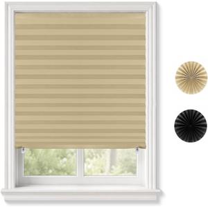 Pleated Blinds Adhesive No Drill Adjustable Height with Clips Cordless Full Blackout Window Shades for Bedroom Windows Renters Temporary Use Curtain Adhesive Type_Rectangular_35"W x 59"H_8Pcs
