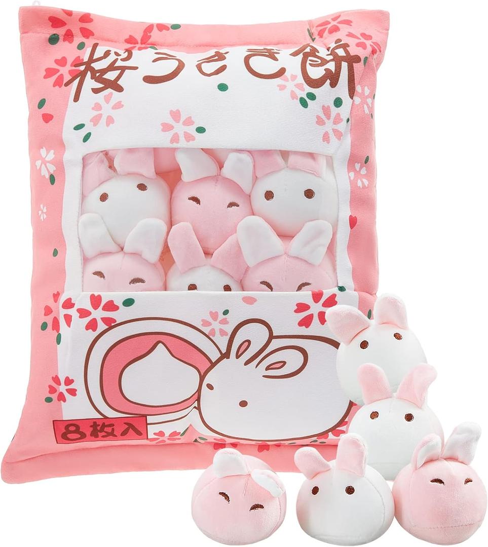 Civaner Cute Plush Pillow Kawaii Room Decor Throw Pillow Removable Stuffed Animal Fluffy Christmas Home Decor Gifts(Bunny)