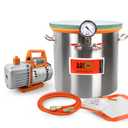 BACOENG 5 Gallon 4.5 CFM Tempered Glass Lid Vacuum Chamber with Pump, Degassing Chamber Kit for Stabilizing Wood, Degassing Silicones and Epoxies