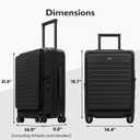 LEVEL8 Top Opening Carry on Luggage with Narrow Trolley Handle, Large Suitcases with Wheels Airline Approved, Expandable Hardside Luggage with Spinner Wheel for Men Women, 20 Inch, Black