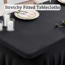 8 Pack Spandex Black Table Clothes for 8 Foot Rectangle Tables, Wrinkle Free Stretch Table Cloths 8FT, Fitted Table Cover Desk Skirt for Parties Weddings Birthday Banquet Events
