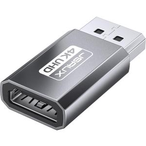 JSAUX 4K DisplayPort to HDMI Adapter, DP PC to HDMI Monitor Converter Video UHD 2K@120Hz,4K@30 DP to HDTV Male to Female Uni-Directional Adapter Compatible with Dell, Lenovo, HP,GPU, AMD -Grey (1Pack)