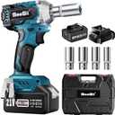 Seesii 3/8" Cordless Impact Wrench, Power Impact Gun w/Max Torque 330Ft-lbs(450N.m), 4.0Ah Rechargable Battery & 4 Sockets, Compact Power Impact Wrench for Lightduty Work Car Home,WH450