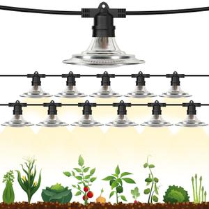 Espird Outdoor LED Grow Lights for Greenhouse 12-Light Waterproof String Grow Light, Full Spectrum LED Plant Grow Light Lamp, Waterproof Greenhouse Grow Lights for Seedling, Veg, Flower