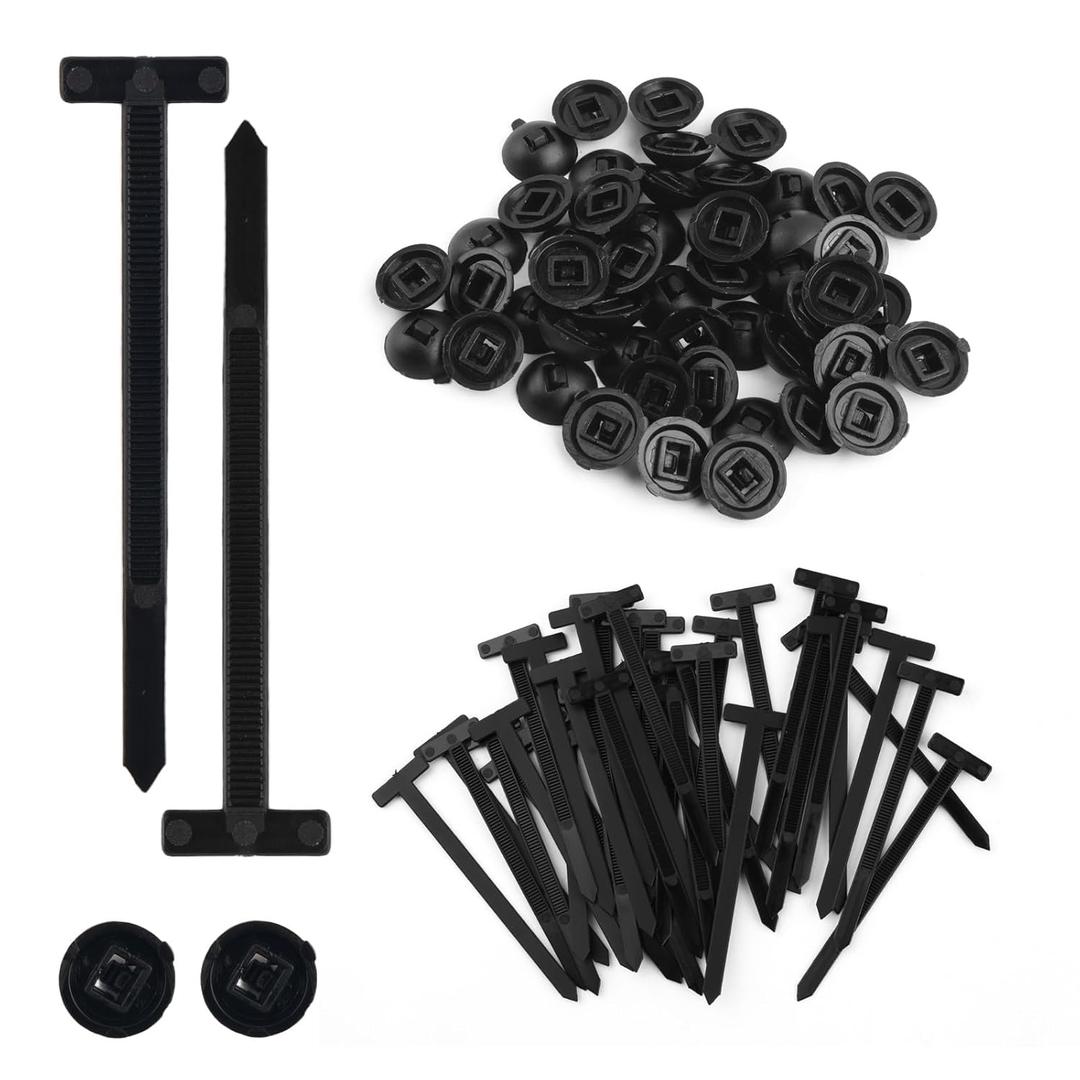 100PCS Car Nylon Universal Cable Tie Buckle with Pin & Button,Self-Locking Push Mount Zip Ties for Fixing Cables,Bumper on Vehicles,Car Accessories Zip Ties Rivet for Auto Fixing