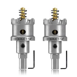 2-Pack 1-1/4" TCT Hole Saws for Hard Metal, Heavy Duty 32mm Tungsten Carbide Tipped Hole Cutters Set with Spring-Loaded Pilot Drill Bits for Stainless Steel, Metal, Iron, and Plastic