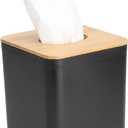 Modern Tissue Box Cover with Bamboo Lid, Square Design, Black