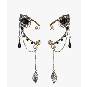 FRESHME Fairy Elf Ear Cuffs - Handmade Bronze Antique Vintage Cuffs Drop Dangling Ear Clips Wraps for Women s Costume