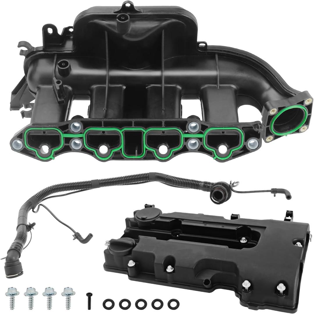 NIHAO 615-380KIT Intake Manifold and 55573746 Valve Cover, 25193343 Valve Tube, Compatible with Buick/Chevrolet Cruze Sonic Trax