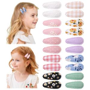 20 PCS Snap Toddler Hair Clips - Flower Patterns, Wrapped Mini Barrettes, Cute Hair Accessories for Girls and Infants