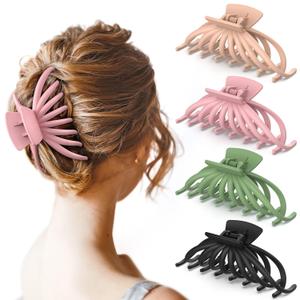 Hair Clips for Women - OPAUL Matte Nonslip Large Hair Claw Clips for Thick and Thin Hair, 4.7 Inch Strong Hold Big Hair Clips Fashion Hair Styling Accessories Christmas Gifts for Women Girls (1 Count (Pack of 4), Pink, Green, Khaki, Black)