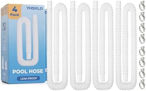 Pool Hoses for Above Ground Pools, 1.25 x 51 Inch Hose for Filter Pump, Compatible with Filter Pump 607, 637 (4 Hoses + 8 Metal Clamps)