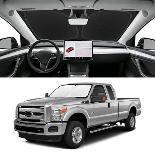 SLOGENTO Custom Fit Windshield Sun Shade for Ford F250 F350 F450 2008-2016, Blocks UV & Heat, Front Window Sunshade Accessories, Easy Fold & Store Keep Your Car Cooler