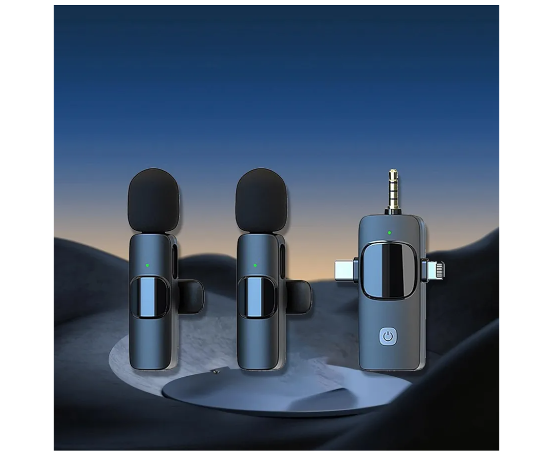 Portable Wireless Lavalier Microphone Recording Solution Wireless Lavalier Microphone for iPhone Ipad Android Camera for Video Recording Vlog YouTube Tiktok