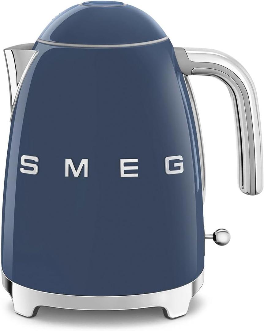 SMEG KLF03 Electric Kettle 1.7L (7 Cup), Retro Hot Water Boiler for Tea & Coffee, Fast Boiling, Auto Shut-Off, Soft Open Lid, 360° Swivel Base Countertop Kettle – Navy Blue