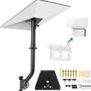 Starlink Gen 3 Mount, Adjustable Starlink Gen 3 Pole Adapter with 2-in-1 Router Mount, 28.3in Starlink Mounting Kit, Wall/ Roof/ Eaves Installation, 360 Rotatable All Metal
